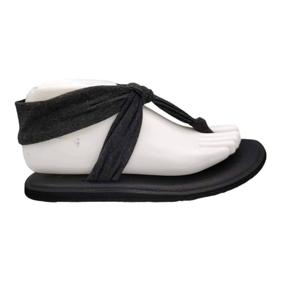 Sanuk Fabric Sandals Black Size 6/37 EU Ankle Strap Thong - Picture 2 of 5